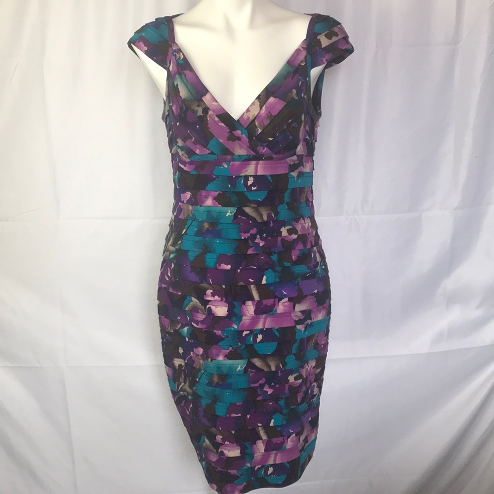 Adrianna Papell multi colored layered tiered dress